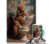 Poodle in The Toilet Adult Jigsaws 1000 Pieces Difficult,Decompressing Intellectual Educational Toy Suitable for Desktop Decoration (38x26cm)