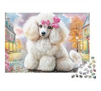 Poodle in Town 1000 Piece Jigsaw Puzzles for AdultsFloral Poodle Fun, Challenging & Brainteasing Adults Jigsaw Puzzle Uncover The Puzzle Educational Game Fun Activity for Ho