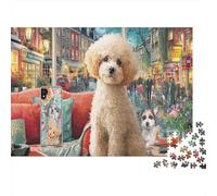 Poodle Jigsaw Puzzle Light Brown Dog in Town Recycled Paper Game Challenge Toy 38x26cm/1000pcs