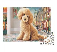 Poodle Jigsaw Puzzle Light Brown Dog Sitting 1000Pc for Adults Educational Games 38x26cm/1000pcs