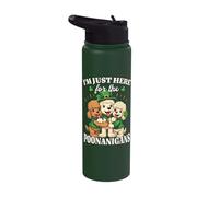 Poodle Just Here for The Poonanigans Patricks Day Stainless Steel Insulated Water Bottle