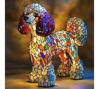 Poodle Lamp,Retro Colorful Resin D og Shaped Tabletop Night Light, Dog Series Art Night Light,Cute Animals Sculpture Ambient Lamp(Poodle)