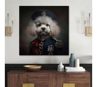 Poodle Military Dog Tempered Glass Wall Art