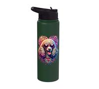 Poodle Miniature Dog St Valentines Day Artwork Stainless Steel Insulated Water Bottle