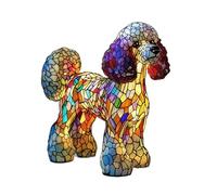 Poodle Night Light, Cute Dog Lamp, Colorful Resin Stained Glass Dog Lamp, Vintage Home Desktop Ornament Led Nightlight for Living Room Bedroom Office