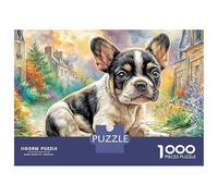 Poodle on A Colorful Street Dust-Free Thick Cardboard Vibrant Canine Rest 1000 Pieces Puzzle for Adults Stress Relief Indoor Entertainment Quiet Time Activity 38x26cm/1000pcs
