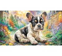 Poodle-on-a-colorful-street Puzzle for Adults Kids 1000 Pieces Challenging Puzzles Fun Present & Activity for Home Recycled Paper for Decompression and Wall Decor 38x26/1000pcs