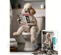 Poodle on The Toilet 1000 Piece Jigsaw Puzzles for Adults Improve Memory Anxiety Relief Sharp Edge Wall Art Decor (50x75cm)