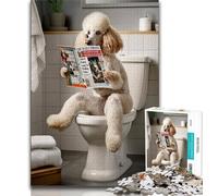 Poodle on The Toilet Jigsaw Puzzles for Teenagers 1000 Piece Puzzle,Game Toys Every Piece Is Unique - Challenging Family Fun Game (38x26cm)