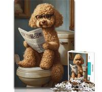 Poodle on The Toilet Jigsaws 1000 Pieces for Adults,Challenging To Complete But Fun And Humorous Educational Game for Birthday (38x26cm)