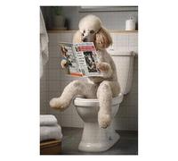 Poodle on The Toilet Themed Wooden Jigsaw Puzzle for Adults, 1000 PCS