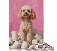 Poodle on Toilet Paper Mountain Painting Poodle Bathroom Print Puzzles 500 Piece Puzzles for Teenagers Gifts Puzzle for Adults And Teenager 500pcs (52x38cm)