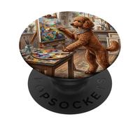 Poodle Painting Artist Studio Cute Dog Art Scene PopSockets Adhesive PopGrip