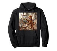 Poodle Painting Artist Studio Cute Dog Art Scene Pullover Hoodie