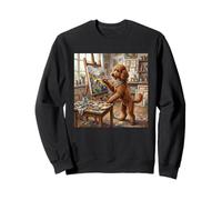 Poodle Painting Artist Studio Cute Dog Art Scene Sweatshirt
