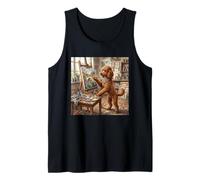 Poodle Painting Artist Studio Cute Dog Art Scene Tank Top