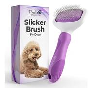 Poodle Pet Slicker Brush - Effortlessly Removes Tangles, Mats & Loose Hair | For Short or Long Hair | Purple