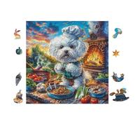 Poodle Puppy Cooking 100 Piece Count Premium Jigsaw Puzzle For Adults Teens 14+ Concentration Training Indoor Game Family Game Night 28x28cm