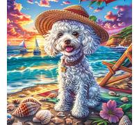 Poodle Puppy on Tropical Beach 100-piece Jigsaw Puzzle Bundle Family Puzzle Lovers Brain Training Mindful Activity Spring Paperboard Creativity & Gift Giving 28x28cm
