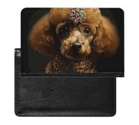 Poodle Puppy Passport Holder with 3 Card Slots, Portable PU Leather Travel Wallet, Slim Protective Cover for Passport, ID, Credit Cards