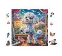 Poodle Puppy Playing Piano 100-piece Jigsaw Puzzle Set For Adults Teens 14+ Logic Skill Indoor Game Family Game Night Summer Durable Material 28x28cm