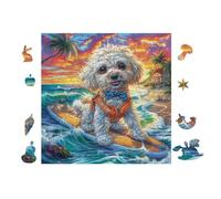 Poodle Puppy Surfing 100 Piece Pack DIY Jigsaw Puzzle Collectors Cognitive Development Educational Decorative Puzzle Gifts for Adults High-grade Cardboard 28x28cm