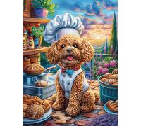 Poodle Puppy with A Chef Hat Baking 1000 Piece Pack Classic Jigsaw Puzzle Science Fiction Magical Dream Couple Puzzle Partners Ultra Difficult Wall Decor Easter New Year Creativity & Gift Giving 1000