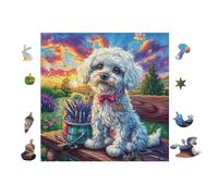 Poodle Puppy with Bow 100 Piece Count Premium Jigsaw Puzzle For Adults Teens 14+ Concentration Training Indoor Game Family Game Night 28x28cm