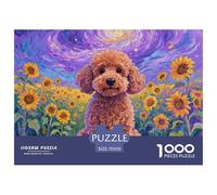 Poodle Puzzle for Adults 1000 Piece Pet Dog Fun Game High Difficulty with Letters on Back Home Decoration Beautiful 70x50cm/1000pcs