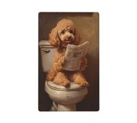 Poodle Reading On Toilet Seat Single Toggle Blank Wall Plate Light Switch Cover Decorative 1 Gang for Kitchen Room Bathroom Size 11.4x7cm