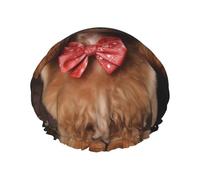 Poodle Shower Cap Reusable Double Layered Bath Cap Waterproof Hair Cap with Elastic Band Bathing Hat Spa Salon Shower Hat for Women Men