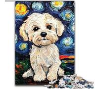 Poodle Under The Night Sky 1000 Pieces Jigsaw Puzzle For Adults Teens, Educational Games DIY Toys with Matching Poster And Trivia Sheet for Age 14+ (26x38cm)