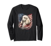 Poodle with American Flag Long Sleeve T-Shirt