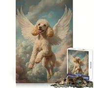 Poodle with Angel Wings Jigsaw Puzzle 1000 Piece for Teenagers Logic Train Toy Light Relax Smooth Cut Wall Art Decor (38x26cm)