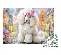 Poodle with Bow 1000 Piece Cardboard Jigsaw Puzzle Family Fun Beautiful Dog Jigsaw for The Whole Family Parent-Child Educational All Ages Home Activity 70x50cm/1000pcs