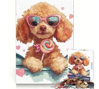 Poodle with Lollipop 1000 Piece Jigsaw Puzzles for Adults Jigsaw Memory Gain Stress Release Design Assembly Xmas Gift (38x26cm)