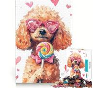 Poodle with Lollipop for Adults 1000 Piece Jigsaw Puzzle Mind Exercise Toy Family Joy Precision Cut Lovely Gift (50x75cm)