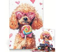 Poodle with Lollipop for Adults 1000 Piece Jigsaw Puzzle Mind Exercise Toy Family Joy Precision Cut Lovely Gift (50x75cm)