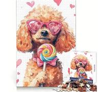Poodle with Lollipop Jigsaw Puzzles for Adults1000 Pieces Clear Logic Toy Leisure Time Perfect Cut Creative Gift (38x26cm)