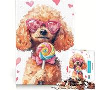 Poodle with Lollipop Jigsaw Puzzles for Adults1000 Pieces Clear Logic Toy Leisure Time Perfect Cut Creative Gift (38x26cm)
