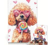 Poodle with Lollipop Jigsaw Puzzles for Teenagers 1000 Piece Wise Think Toy Gentle Leisure Tight Cut Santa Wish List (38x52cm)
