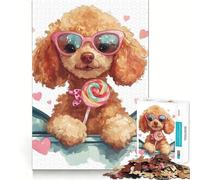 Poodle with Lollipop Teenager Jigsaw Puzzles 1000 Pieces Mind Puzzle Casual Relax Image Assembly Heartfelt Gift (50x75cm)