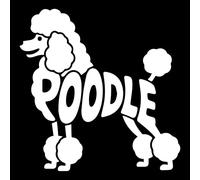 Poodle Words Silhouette Fun Waterproof Sticker - Decals for Car Bumpers, Laptops, Mirrors, Windows - Gift for Dog Lovers (White)