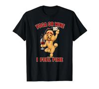 Poodle Yoga or Wine I Feel Fine - DIGOR Funny Value Graphic T-Shirt, Men, Black, L