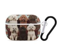 Poodles Dogs Airpod Pro Case Cover Wireless Earbuds Case Protective Cover with Keychain Compatible with AirPods 1st & 2nd Generation Full Protective, Front LED Visible White