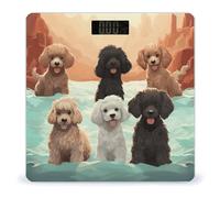 Poodles Dogs Bathroom Scale Automatic Power On/Off Body Scales LCD Backlight Display Square Digital Scale Rounded Corners Bathroom Scales for Home Bedrooms