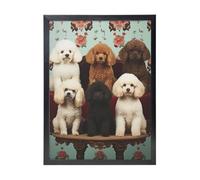 Poodles Dogs Canvas Prints Wall Art Poster Black Framed Photo Arts for Bedroom Wall Decorations Modern Artwork Painting Wall Pictures Ready To Hang Home Decor 12x16 in