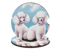 Poodles Dogs Car Coasters Cup Holder Insert Coaster, 2Pcs Absorbent Cork Bar Coasters, Heat Resistant Reusable Anti Slip Drink Coaster Car Decor Auto Accessories for Women