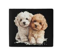 Poodles Dogs Cute Leather Wallet Slim Purse with ID Window RFID Blocking Bifold for Men Women