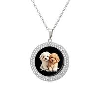 Poodles Dogs Cute Vintage Necklace Gold Silver Pendant Jewelry Lady Multicolored Diamond Necklaces with Chain